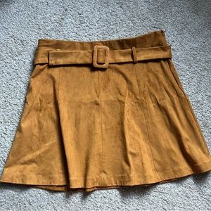 Zara Belted Suede Skater Short Skirt